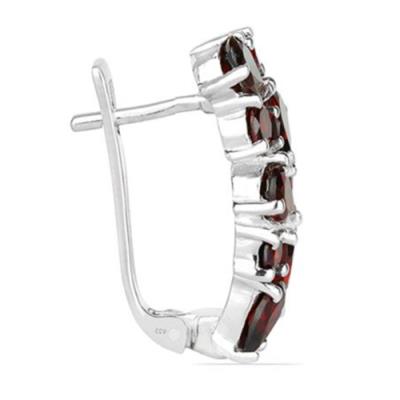BUY 925 STERLING SILVER NATURAL GARNET GEMSTONE STYLISH EARRINGS – ENGLISH LOCK RHODIUM PLATED WHOLESALE JEWELRY